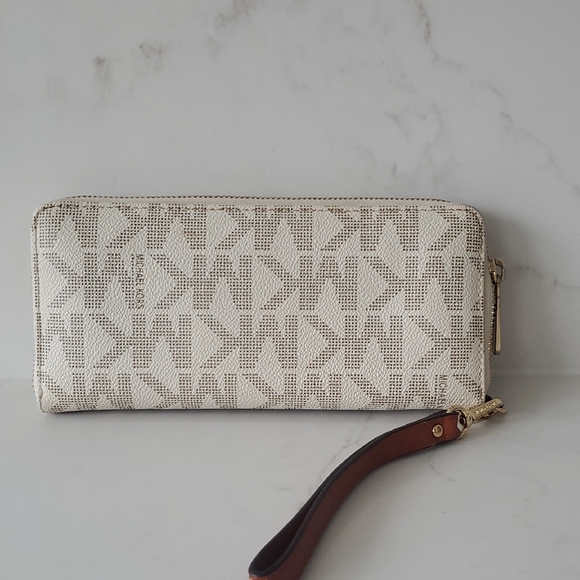 Michael Kors Cream and Brown Logo Wristlet - Picture 9 of 11